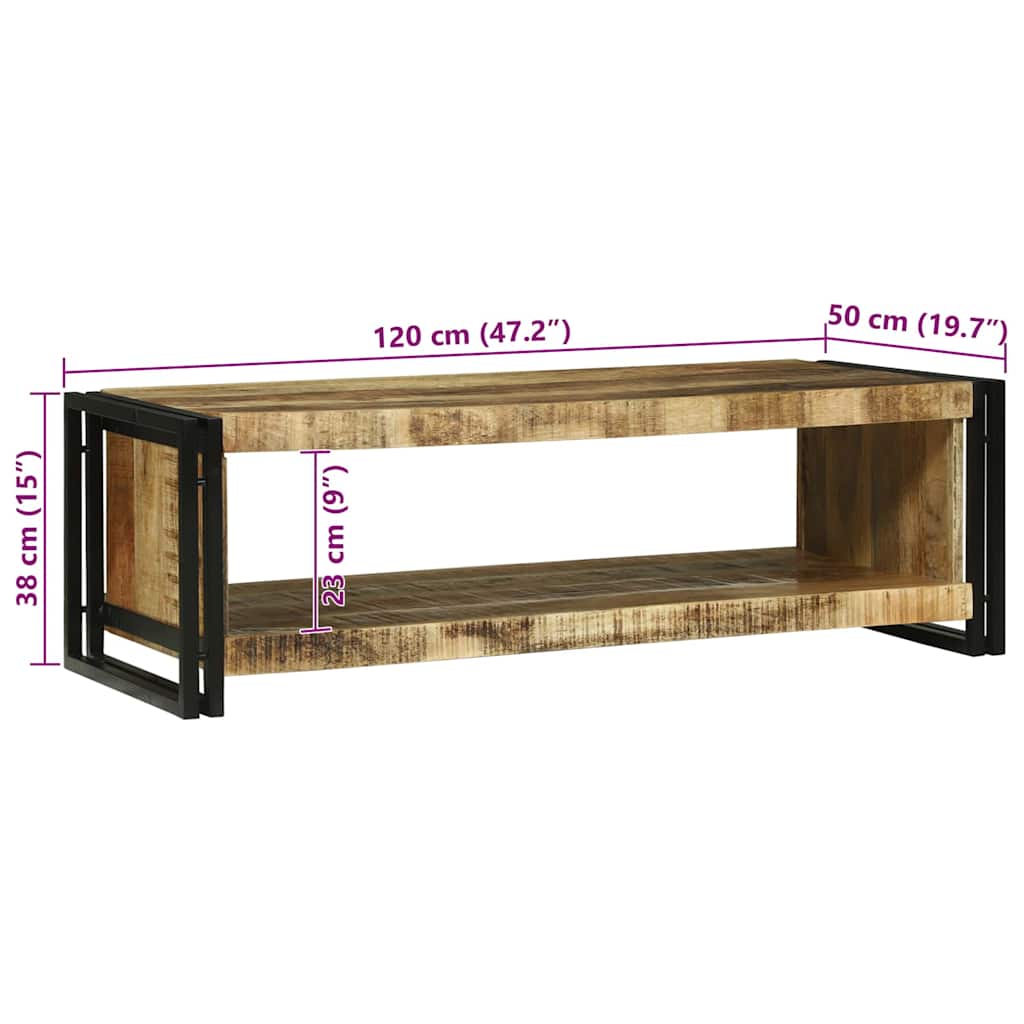 Dohányzóasztal Barna 120 x 50 x 38 cm Tömör Mangófát