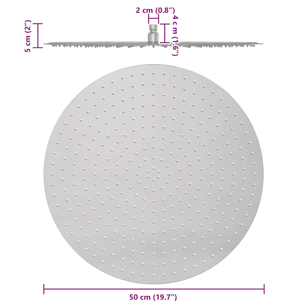 kerek rozsdamentes acél esőztető zuhanyrózsa 50 cm