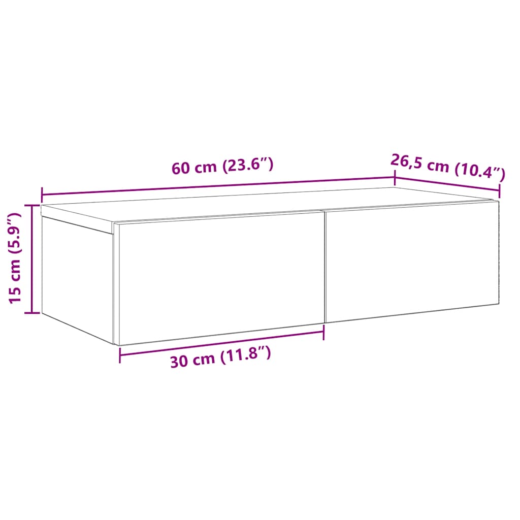 Falipolc fiókokkal artisian tölgy 60x26,5x15 cm műszaki fa