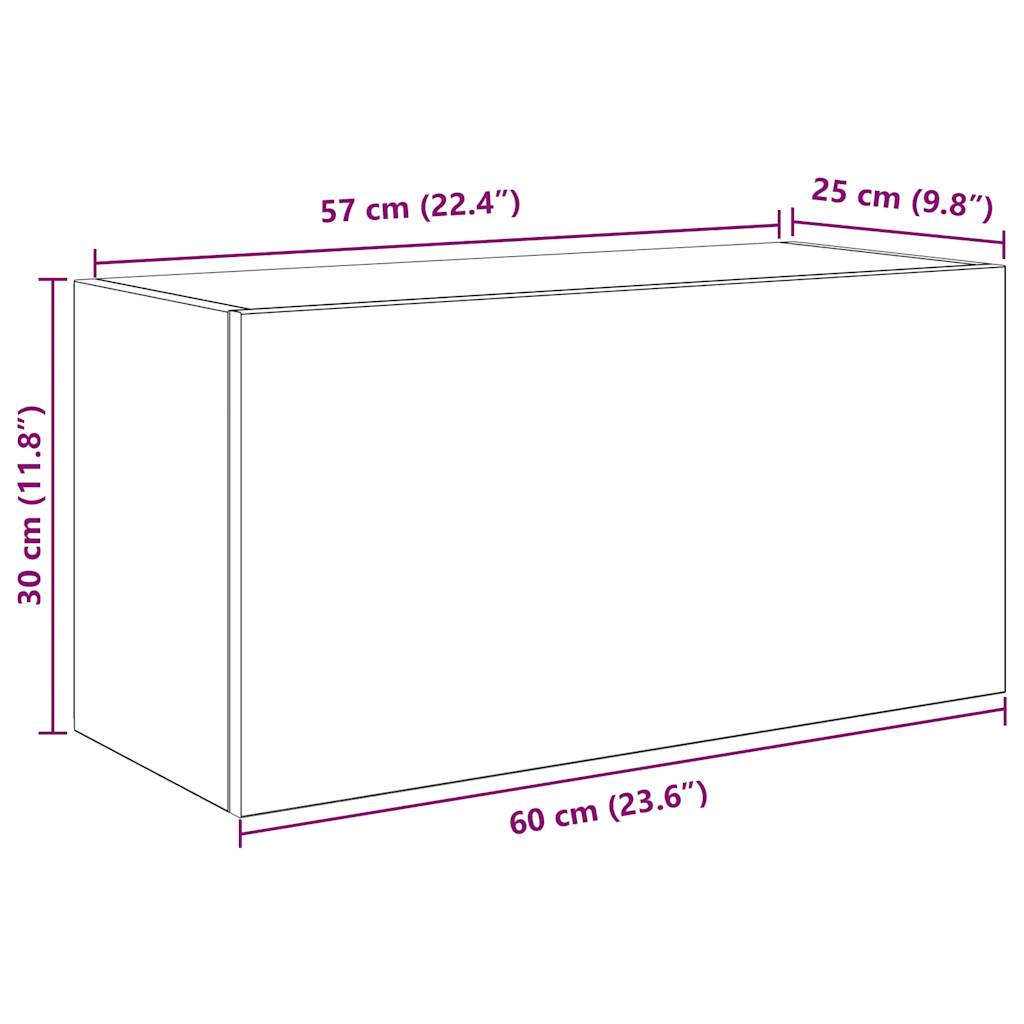 füstös tölgyszínű szerelt fa fali fürdőszobaszekrény 60x25x30cm