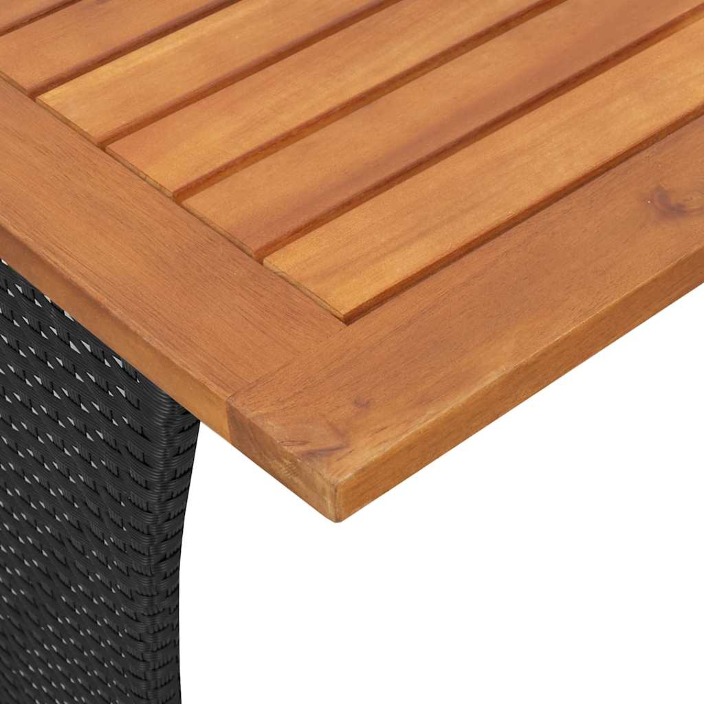 3 részes fekete polyrattan kerti étkezőgarnitúra párnákkal