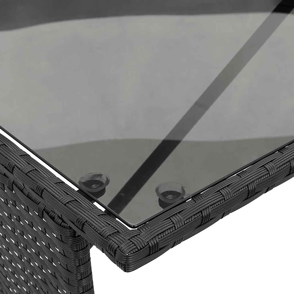 3 részes fekete polyrattan kerti étkezőgarnitúra párnákkal