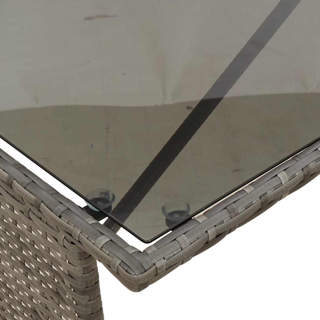 3 részes szürke polyrattan kerti étkezőgarnitúra párnával