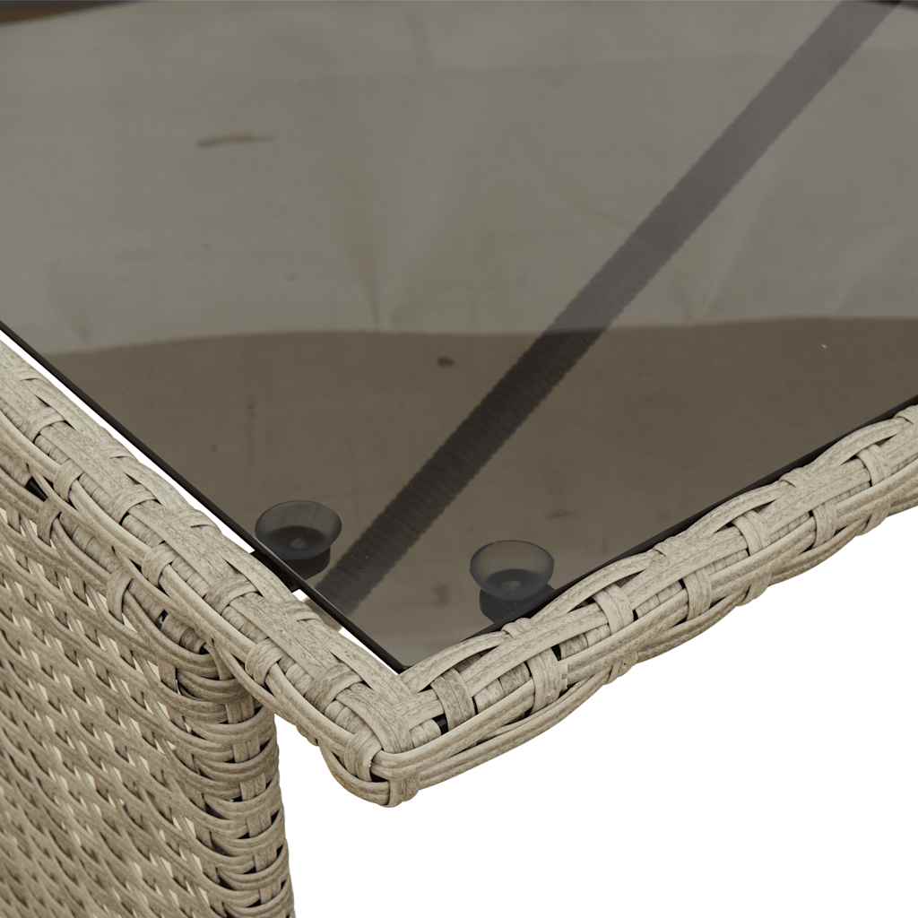 3részes világosszürke polyrattan kerti étkezőgarnitúra párnával