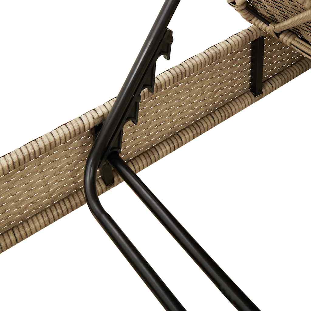 bézs polyrattan napozóágy párnákkal 55x200x25,5 cm