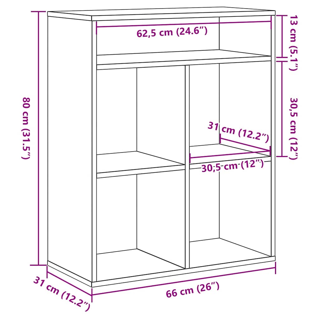 könyvszekrény betonszürke 66x31x80 cm szerelt fa