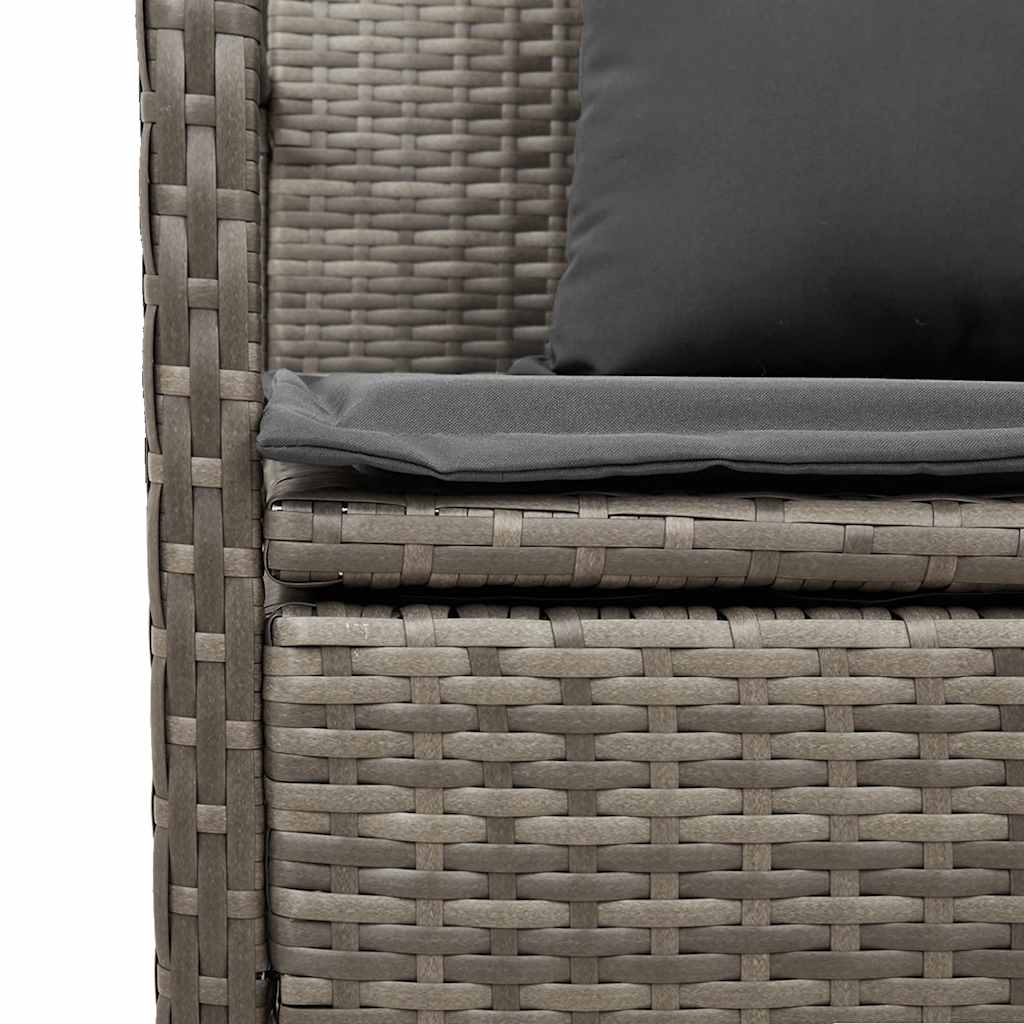 szürke polyrattan kerti tárolópad párnával