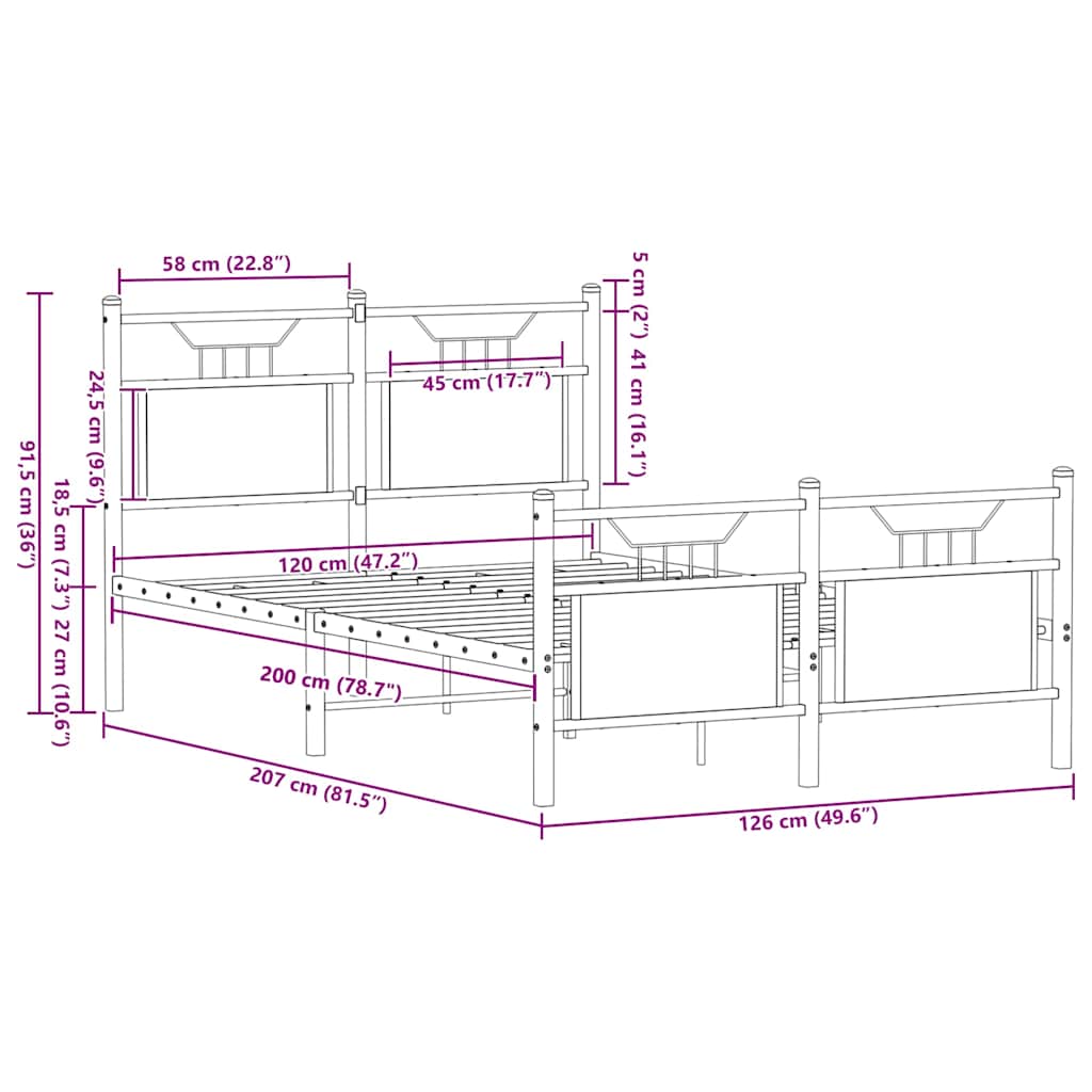 sonoma tölgy színű szerelt fa ágykeret matrac nélkül 120x200 cm