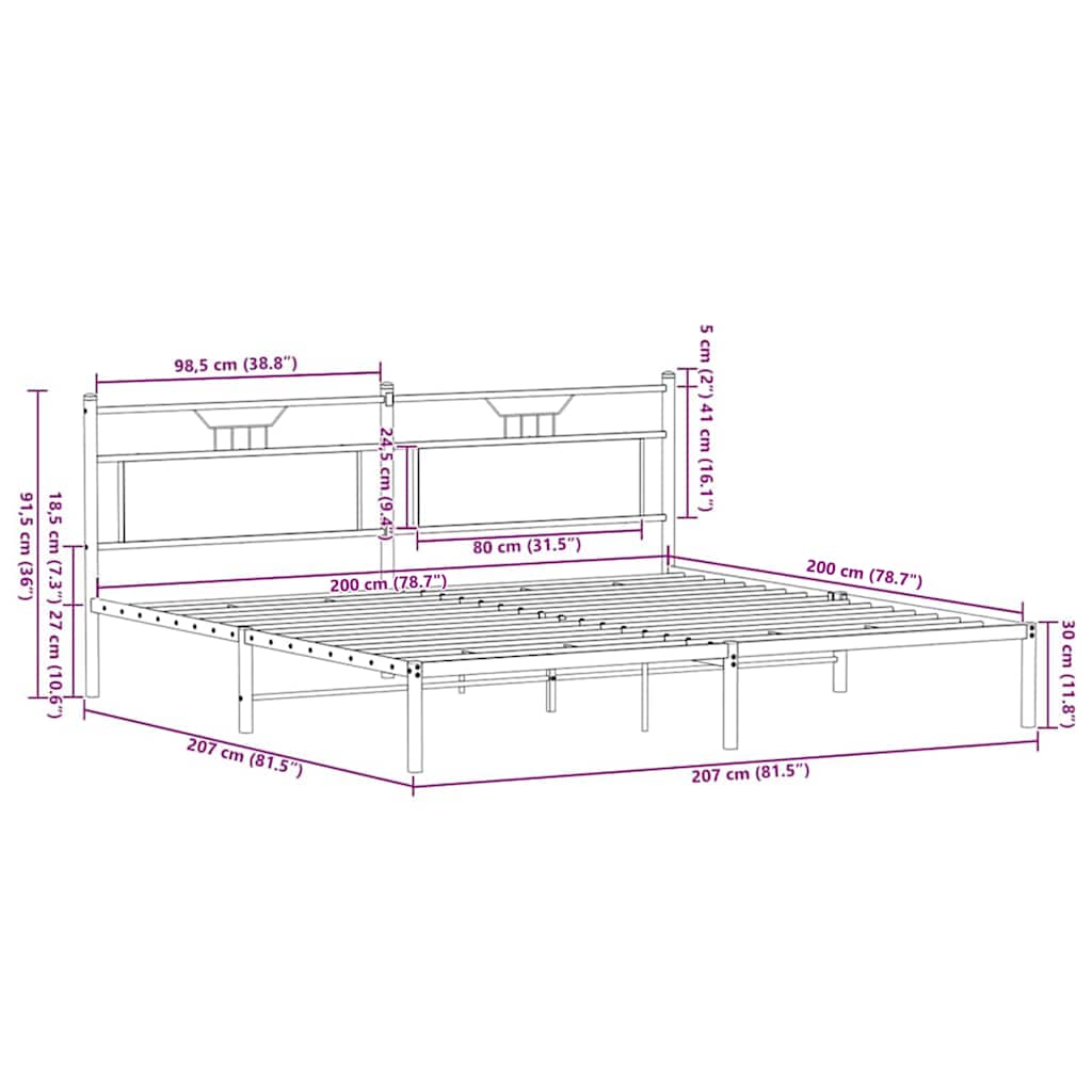 barna tölgy színű szerelt fa ágykeret matrac nélkül 200x200 cm