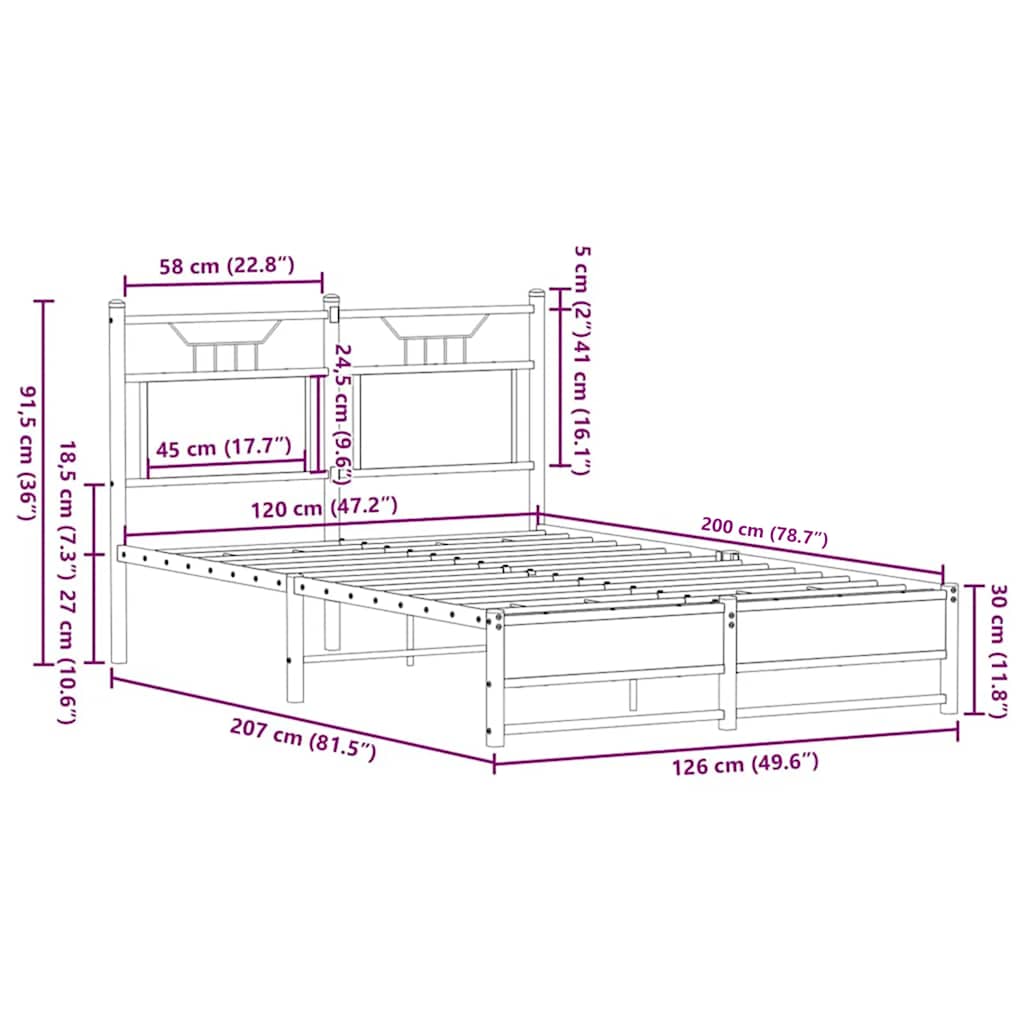 barna tölgy színű szerelt fa ágykeret matrac nélkül 120x200 cm