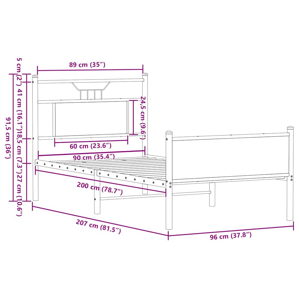 barna tölgy színű szerelt fa ágykeret matrac nélkül 90x200 cm