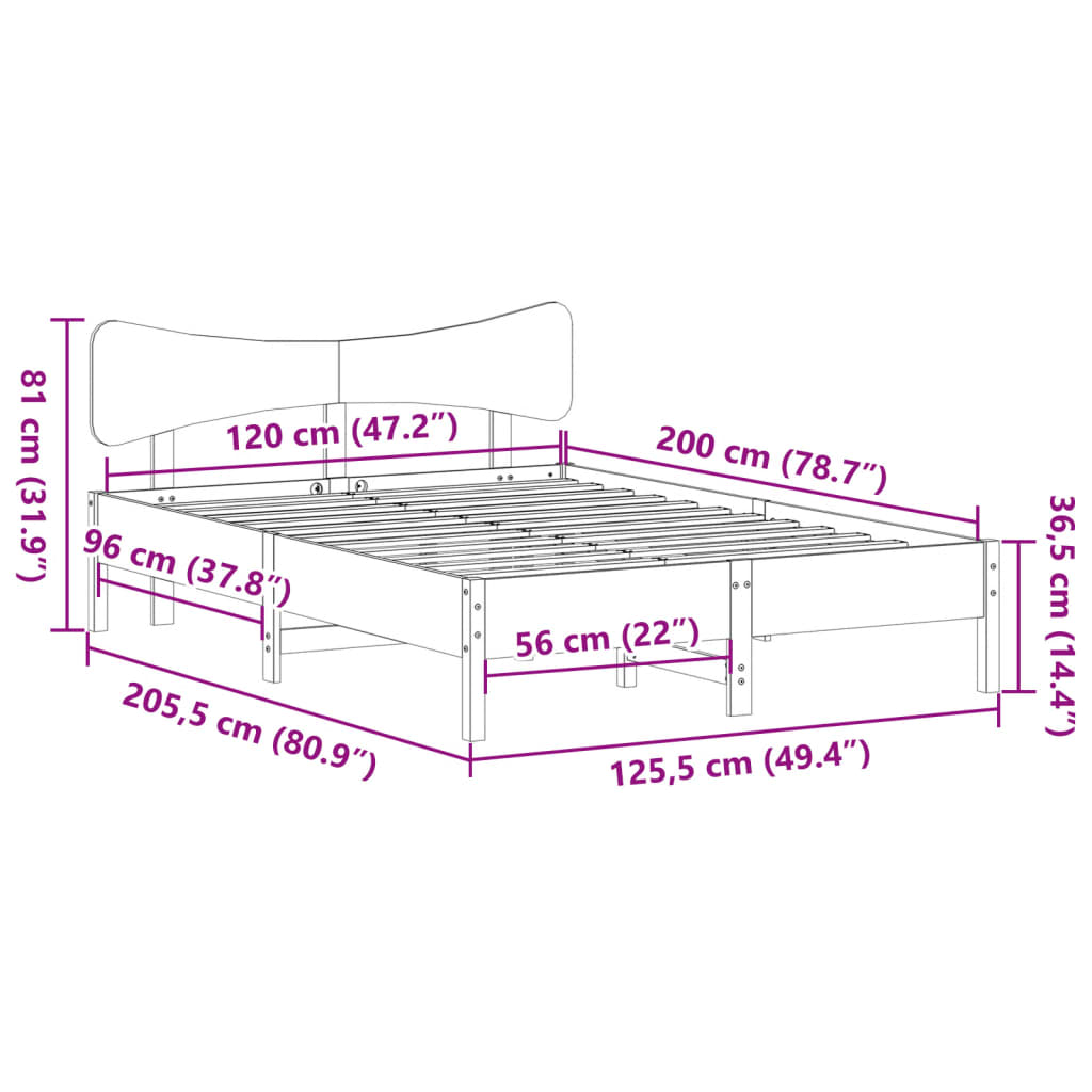 fehér tömör fenyőfa ágy matrac nélkül 120 x 200 cm