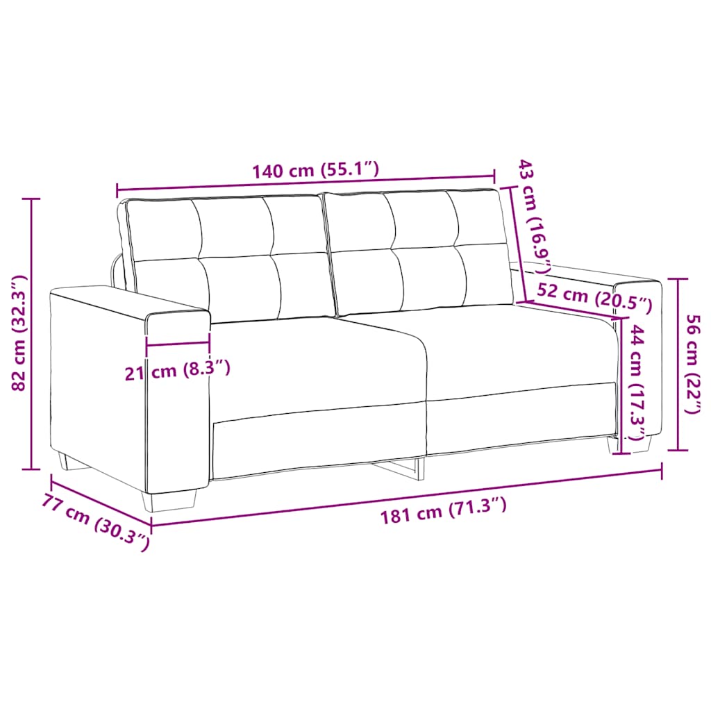 krém bársony loveseat kanapé 180x77x82 cm