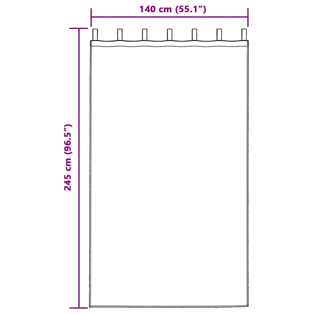 Fekete Függöny Gyűrűkkel 2 pcs Világos Barna 245 x 140 cm