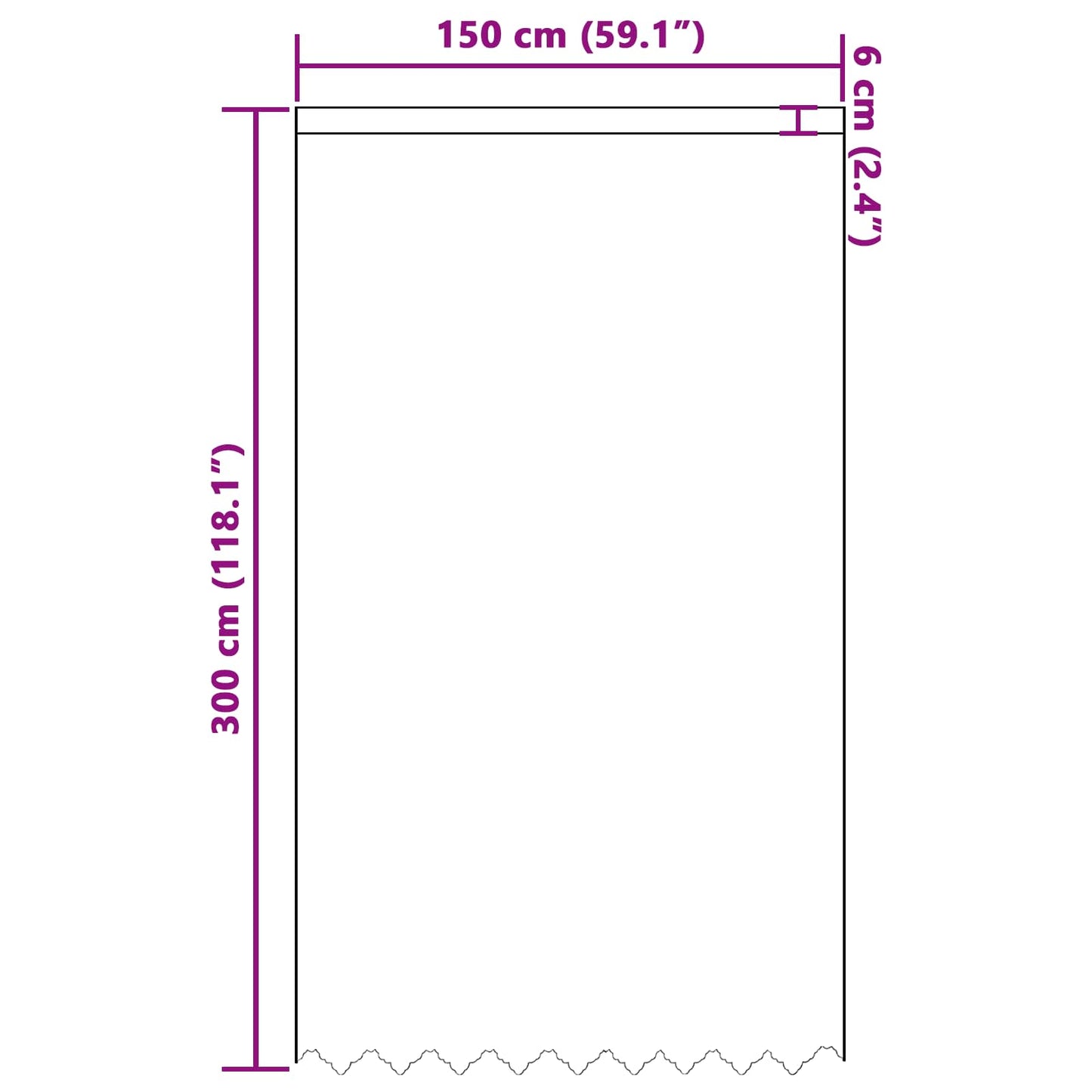 Csipkés Függöny függönyökkel Fehér 300 x 150 cm Poliészter