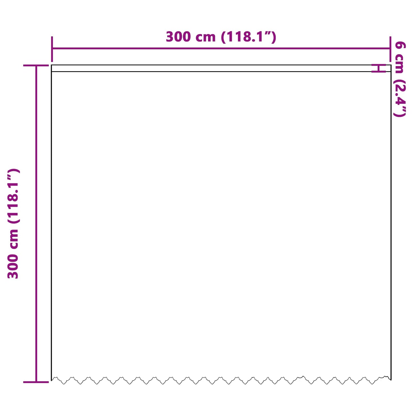 Csipkés Függöny függönyökkel Fehér 300 x 300 cm Poliészter