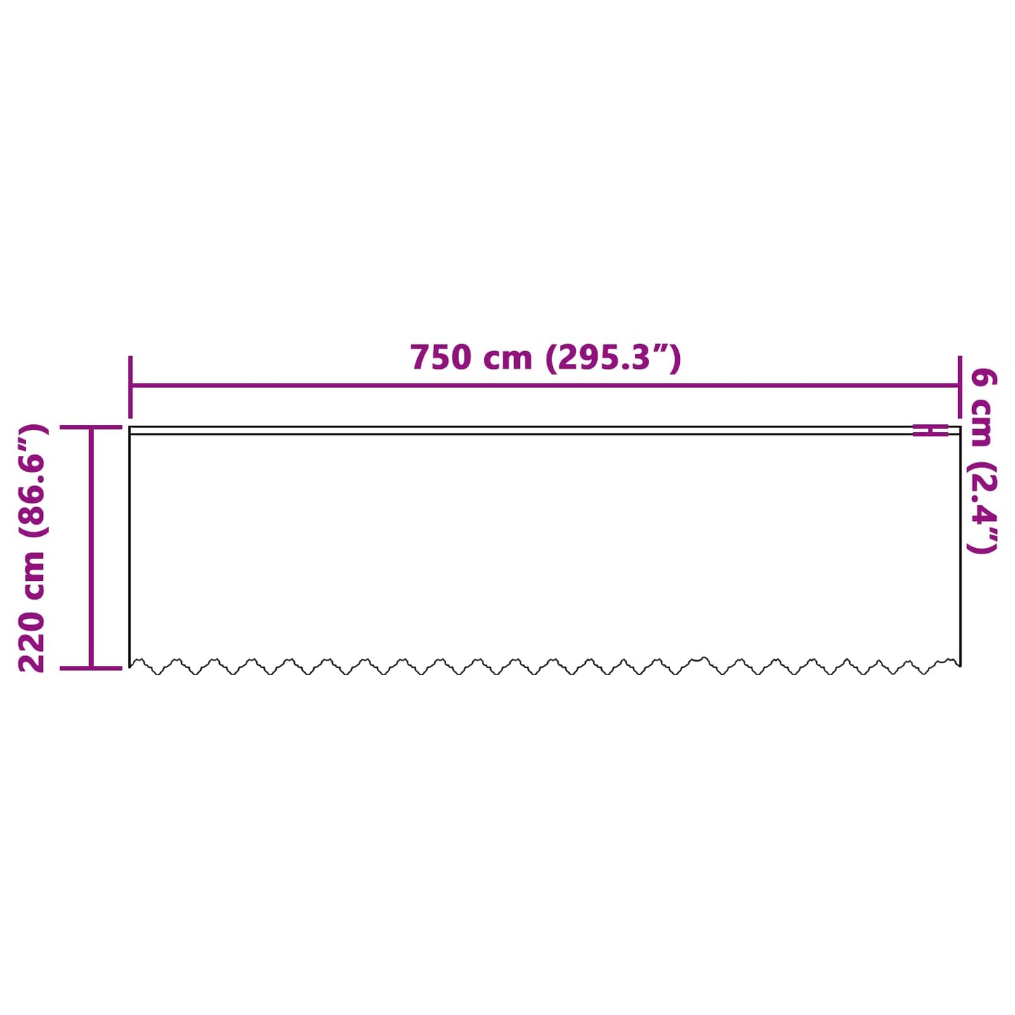 Csipkés Függöny függönyökkel Fehér 220 x 750 cm Poliészter