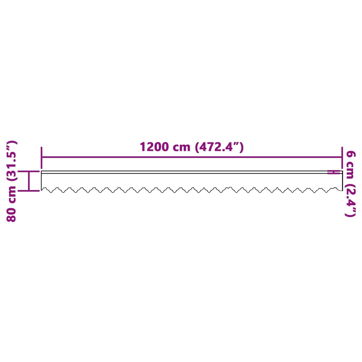 Csipkés Függöny függönyökkel Fehér 80 x 1200 cm Poliészter
