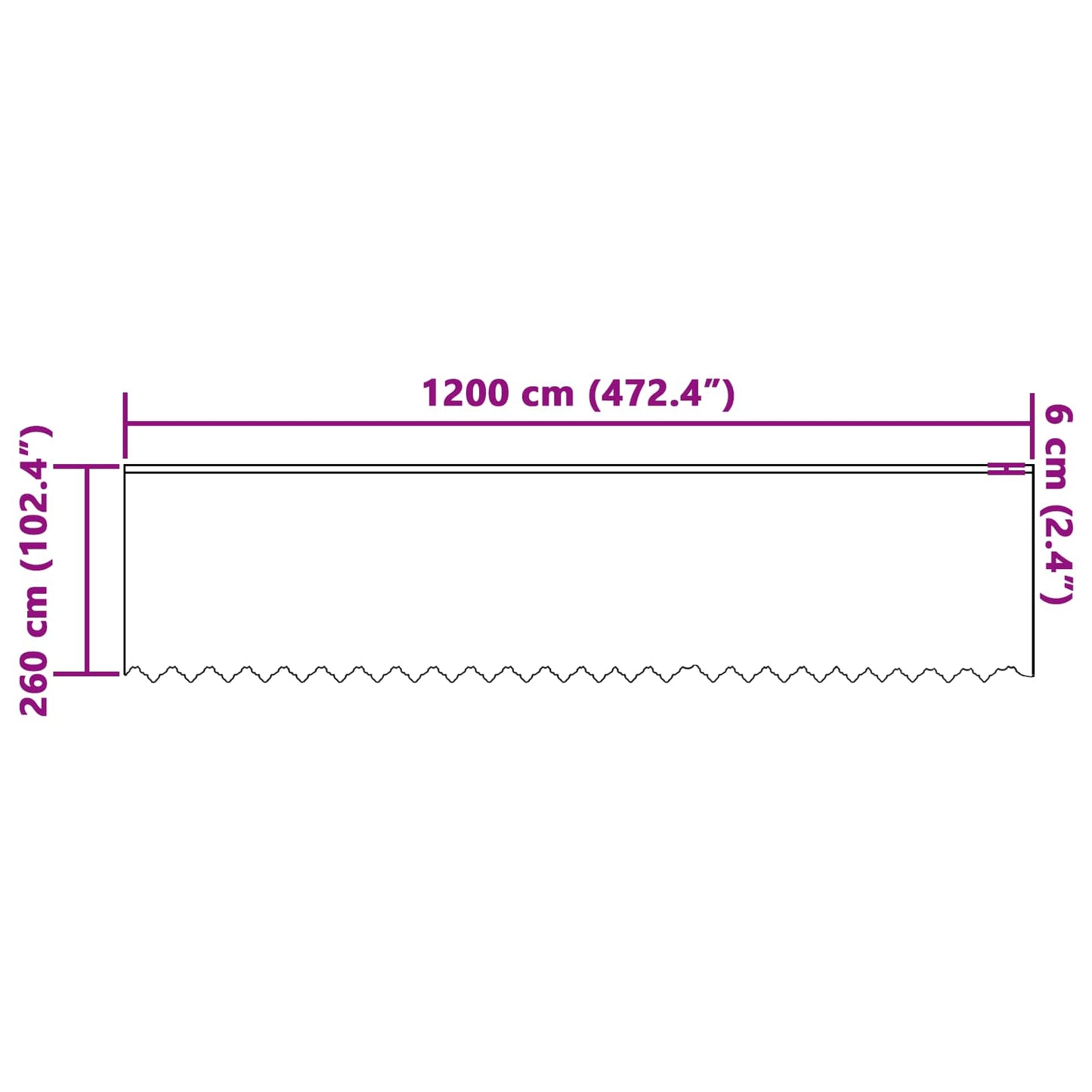 Csipkés Függöny függönyökkel Fehér 260 x 1200 cm Poliészter