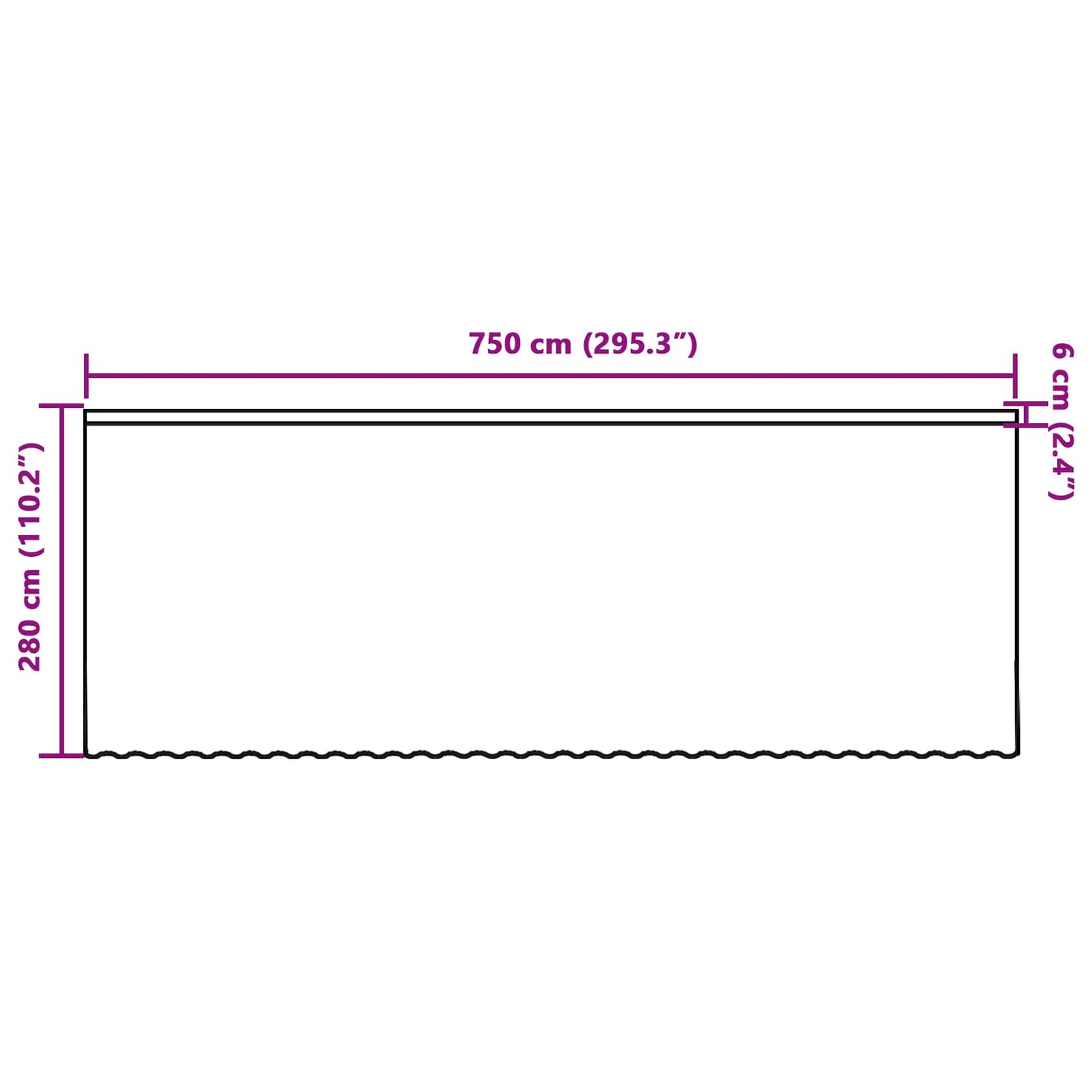 Csipkés Függöny függönyökkel Fehér 280 x 750 cm Poliészter