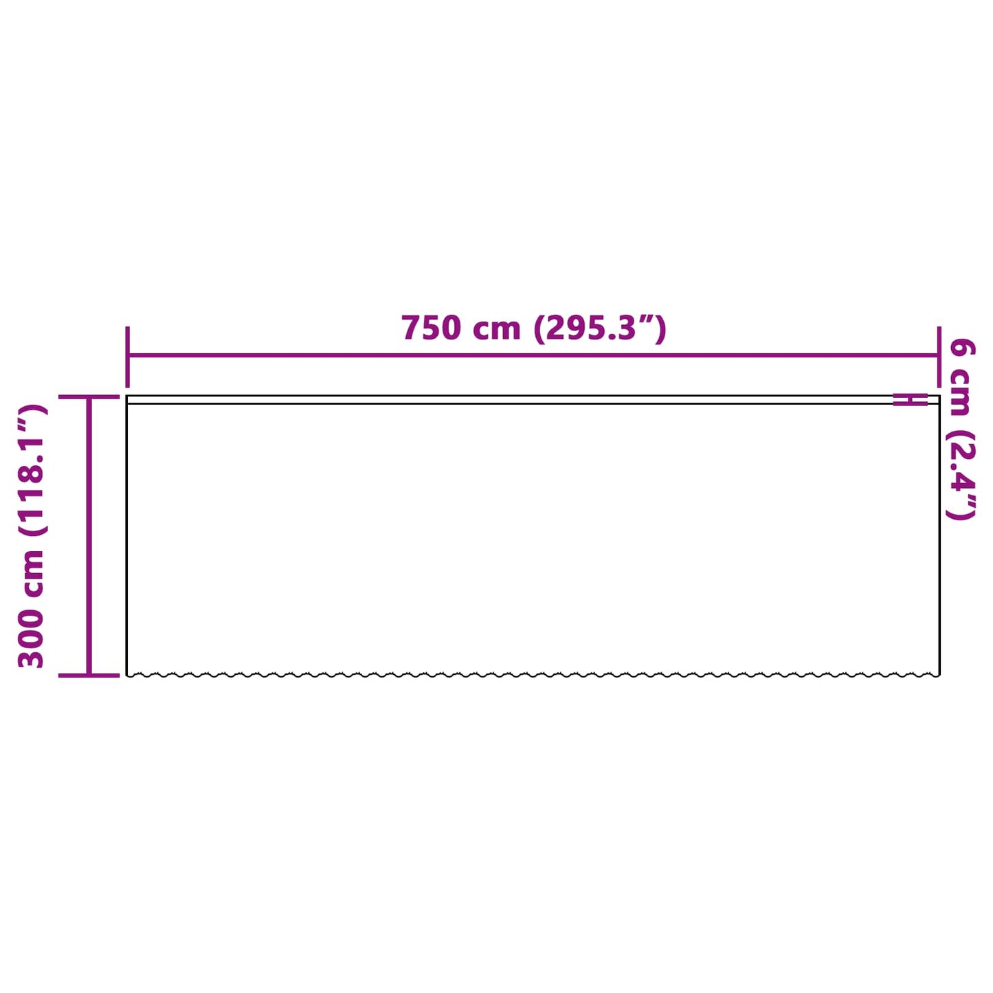 Csipkés Függöny függönyökkel Fehér 300 x 750 cm Poliészter