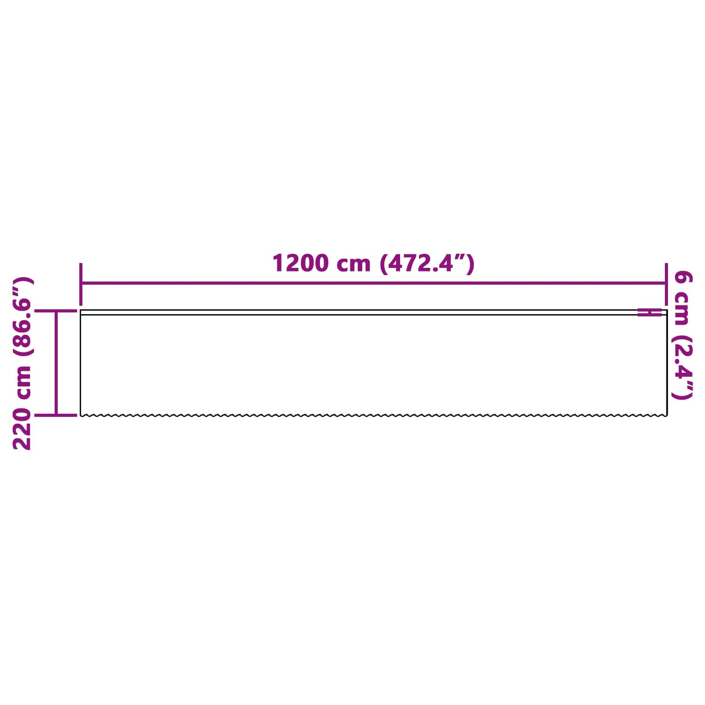 Csipkés Függöny függönyökkel Fehér 220 x 1200 cm Poliészter