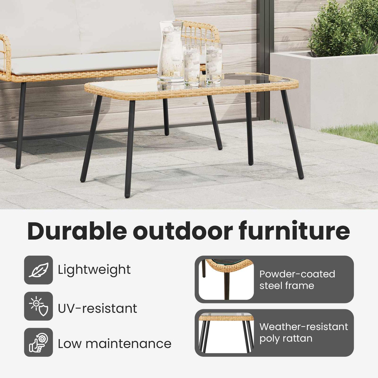 Dohányzóasztal Barna és fekete 90 x 45 x 43 cm polirattan