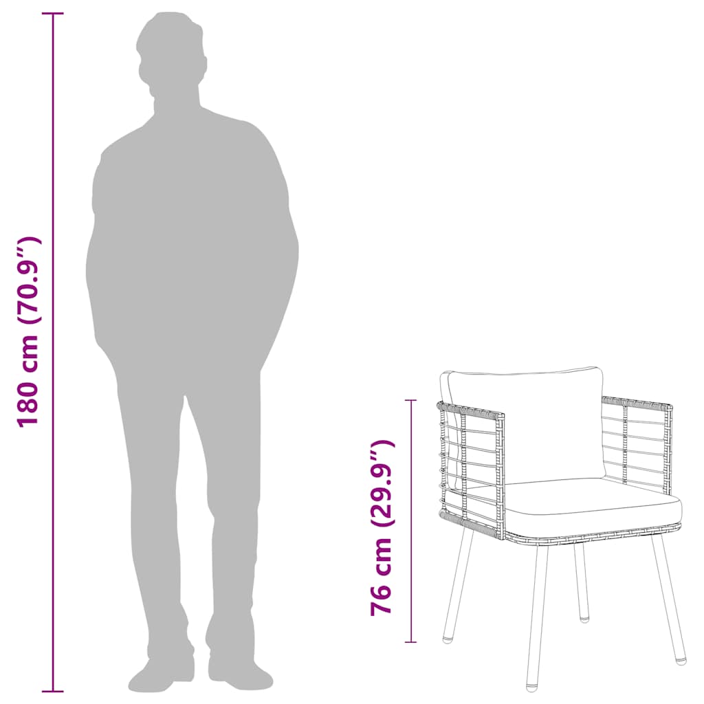 fekete polyrattan kerti szék párnákkal