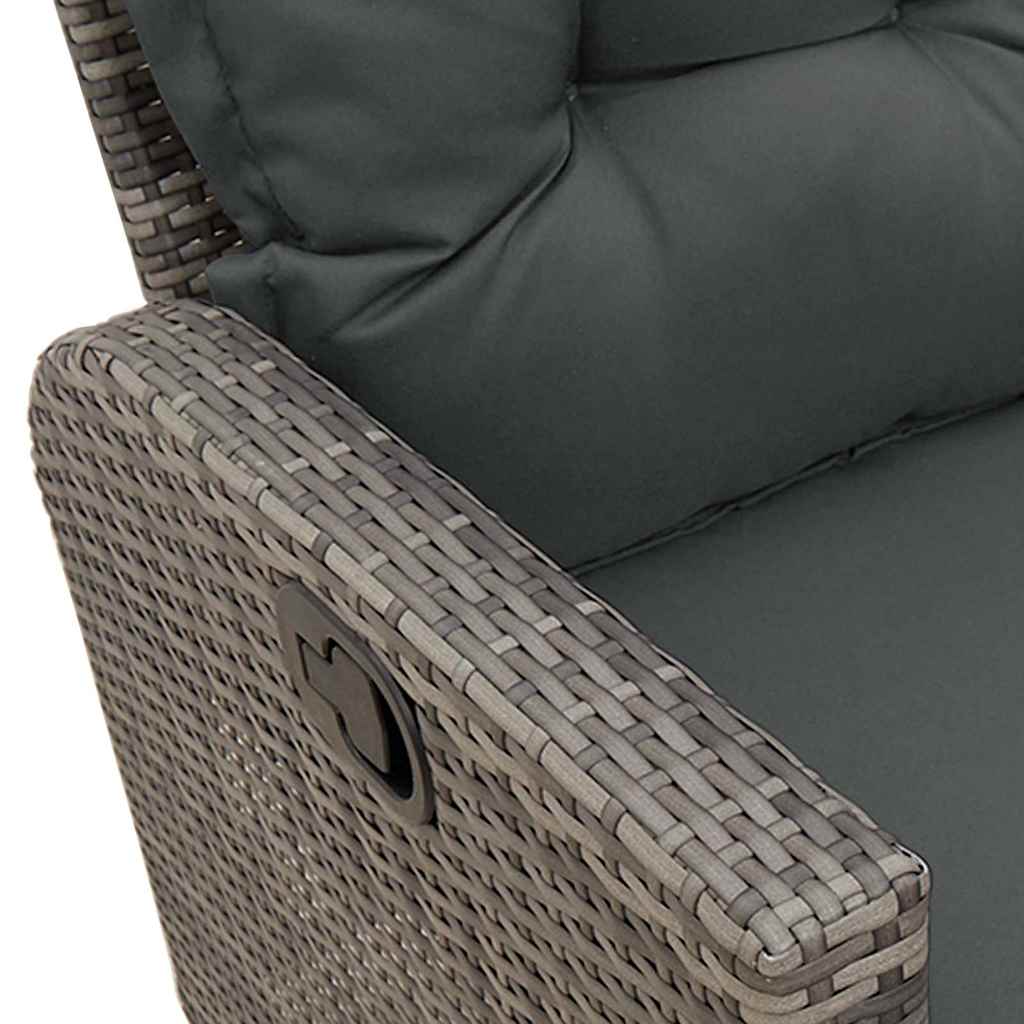 3 részes szürke polyrattan kerti ülőgarnitúra párnákkal L-alakú