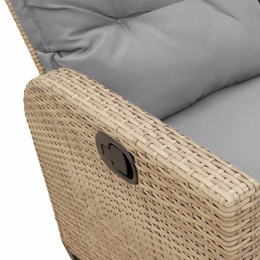 3 részes bézs polyrattan kerti ülőgarnitúra párnákkal L-alakú