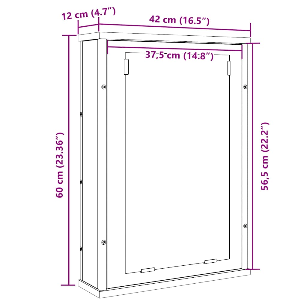 antik fa szerelt fa fürdőszobai tükör 42 x 12 x 60 cm