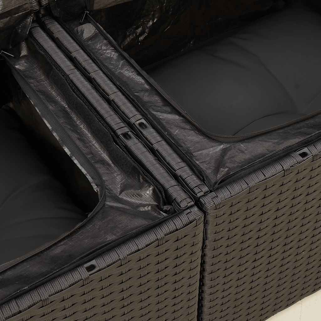 4 részes fekete polyrattan kerti ülőgarnitúra párnákkal