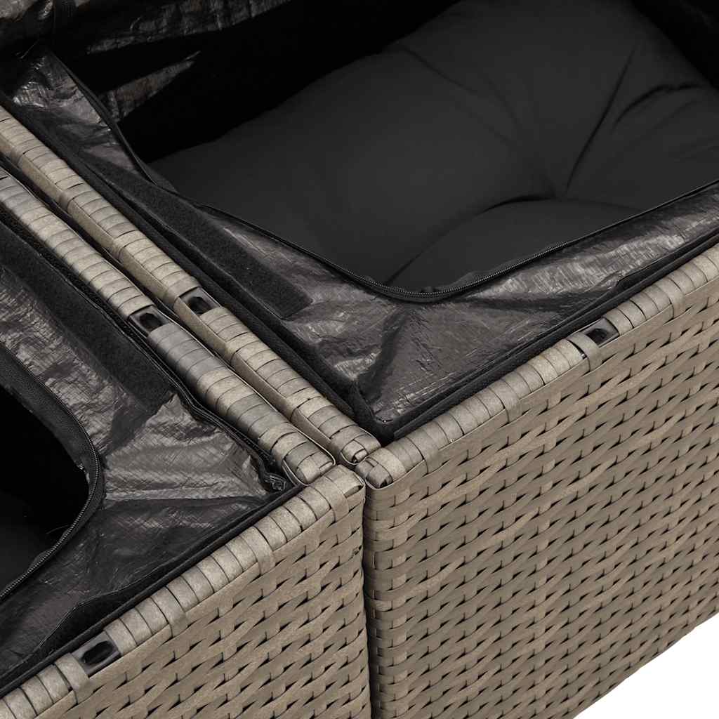 4 részes szürke polyrattan kerti ülőgarnitúra párnákkal