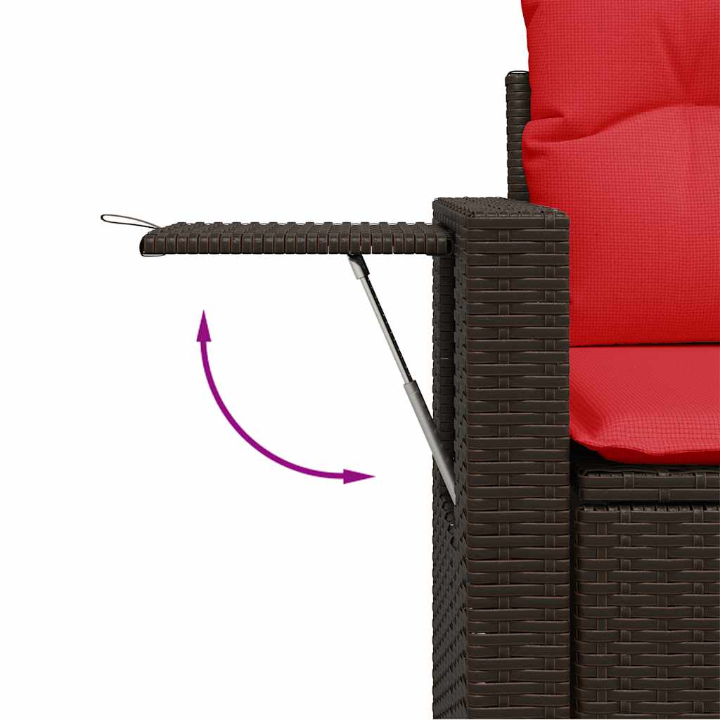 9 részes barna polyrattan akácfa kerti ülőgarnitúra párnákkal