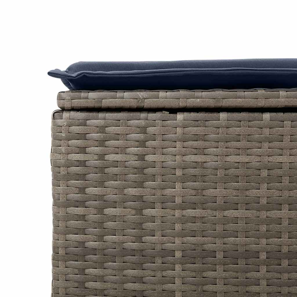 6 részes szürke polyrattan akácfa kerti ülőgarnitúra párnákkal
