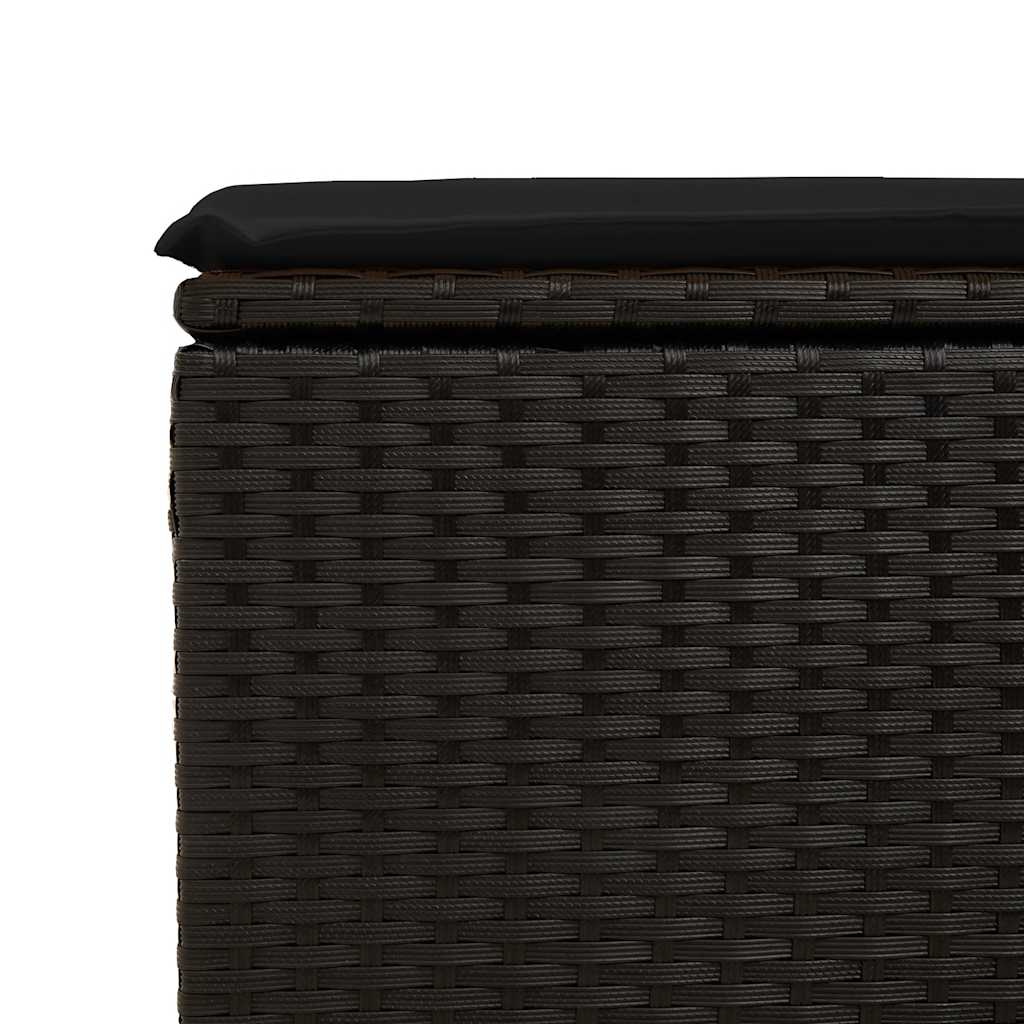 6 részes fekete polyrattan kerti ülőgarnitúra párnákkal