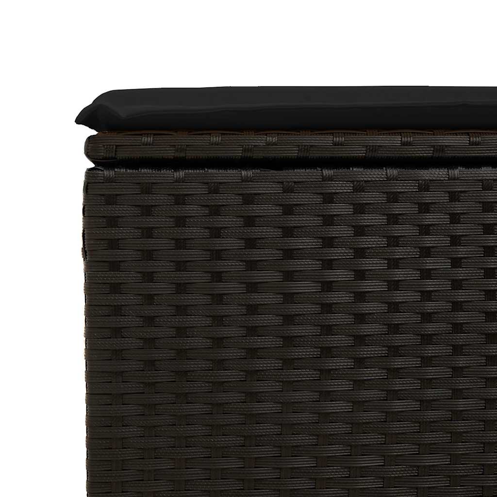 7 részes fekete polyrattan kerti ülőgarnitúra párnával