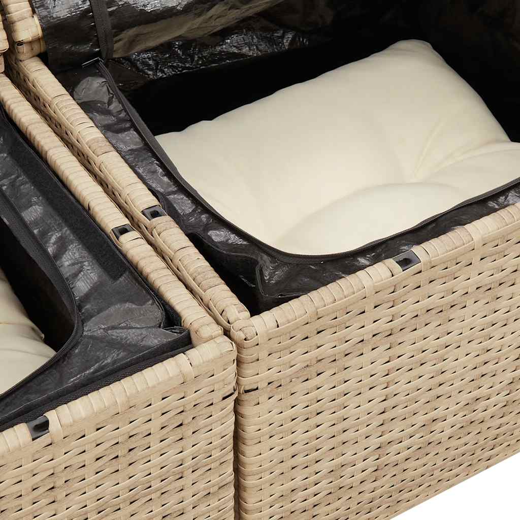 8 részes bézs polyrattan kerti ülőgarnitúra párnával