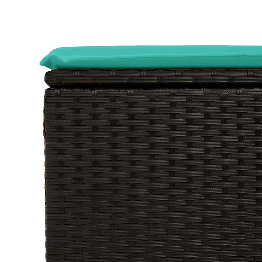 6 részes fekete polyrattan kerti ülőgarnitúra párnákkal