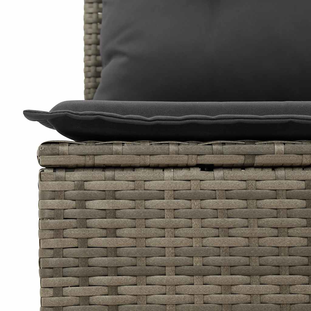 5 részes szürke polyrattan akácfa kerti ülőgarnitúra párnákkal