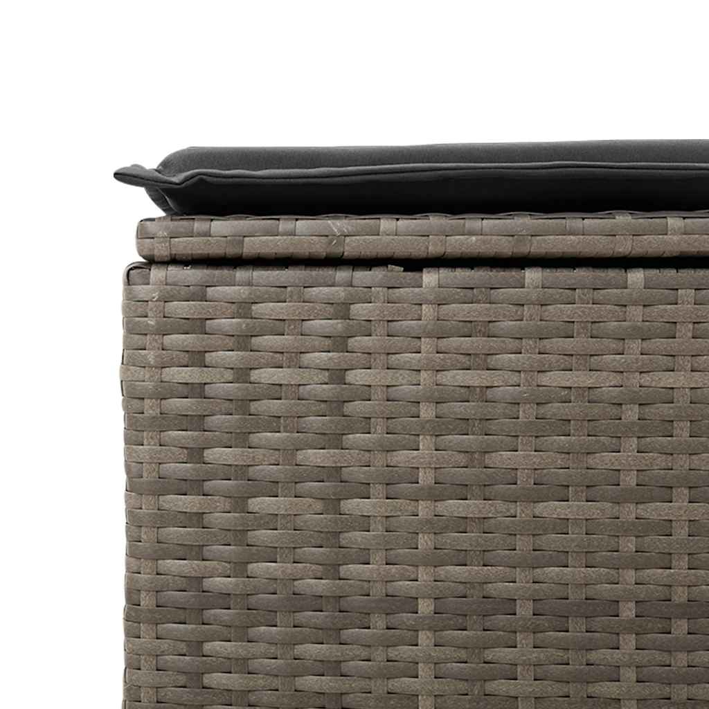 6 részes szürke polyrattan akácfa kerti ülőgarnitúra párnákkal