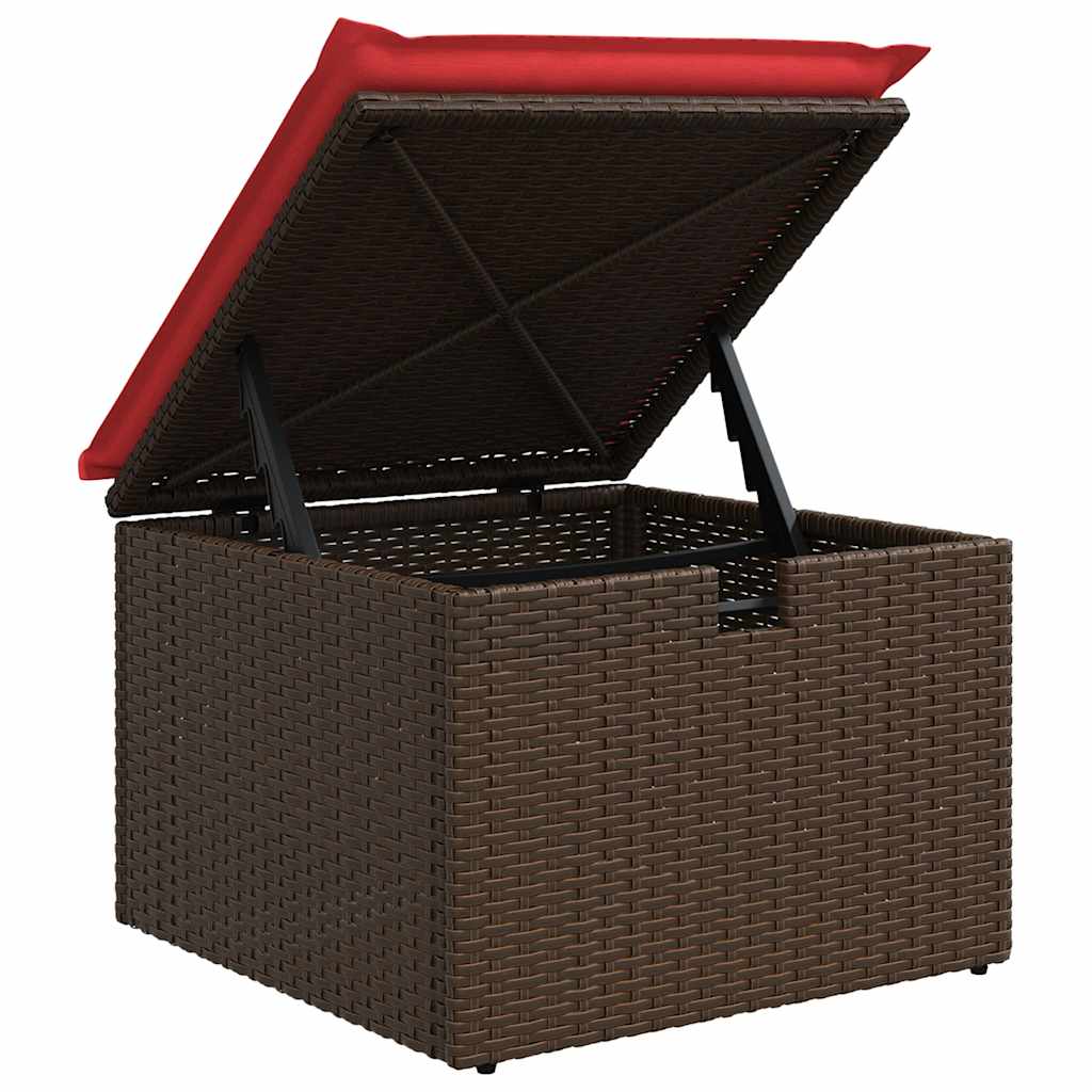 8 részes barna polyrattan akácfa kerti ülőgarnitúra párnákkal