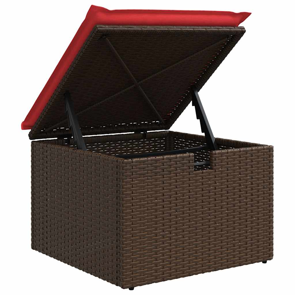 9 részes barna polyrattan akácfa kerti ülőgarnitúra párnákkal