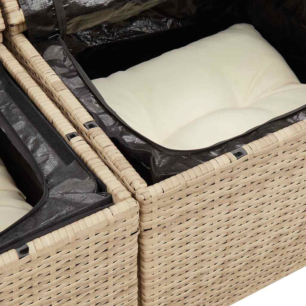 6 részes bézs polyrattan kerti ülőgarnitúra párnával