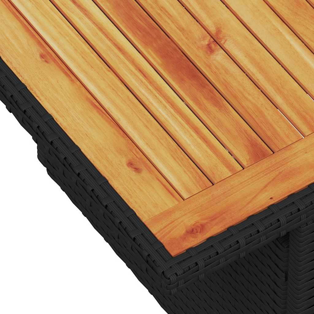 9 részes fekete polyrattan akácfa kerti ülőgarnitúra párnákkal