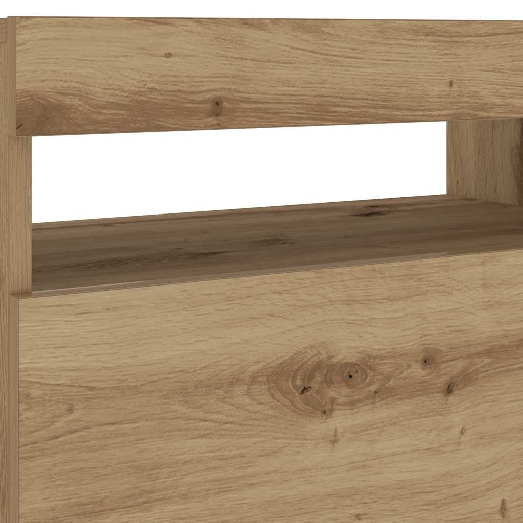 Éjjeli szekrény LED lámpákkal kézműves tölgy 60x35x40 cm