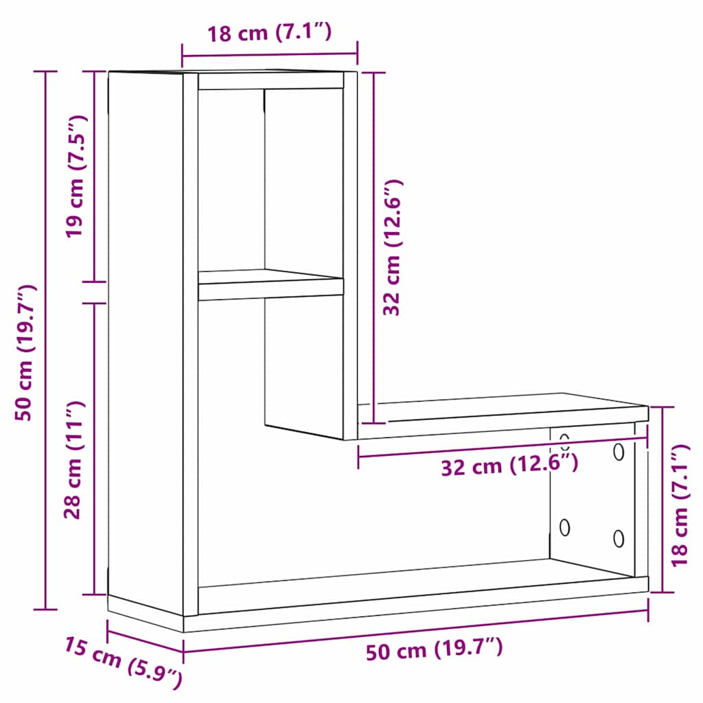 Falpolc polcokkal 2 pcs Fekete tölgy 50 x 15 x 85 cm Faanyag