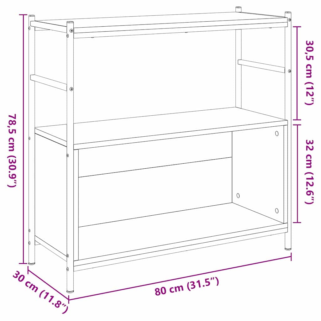 Könyvespolc 80 x 30 x 78,5 cm Szerelt Fa Artisan tölgy