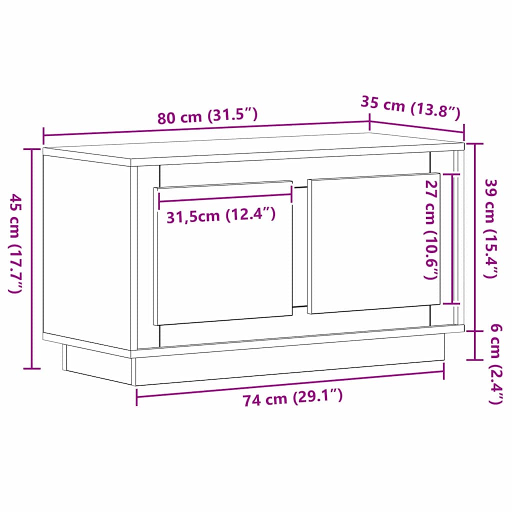TV szekrény 80 x 35 x 45 cm Régi fa Szerelt fa