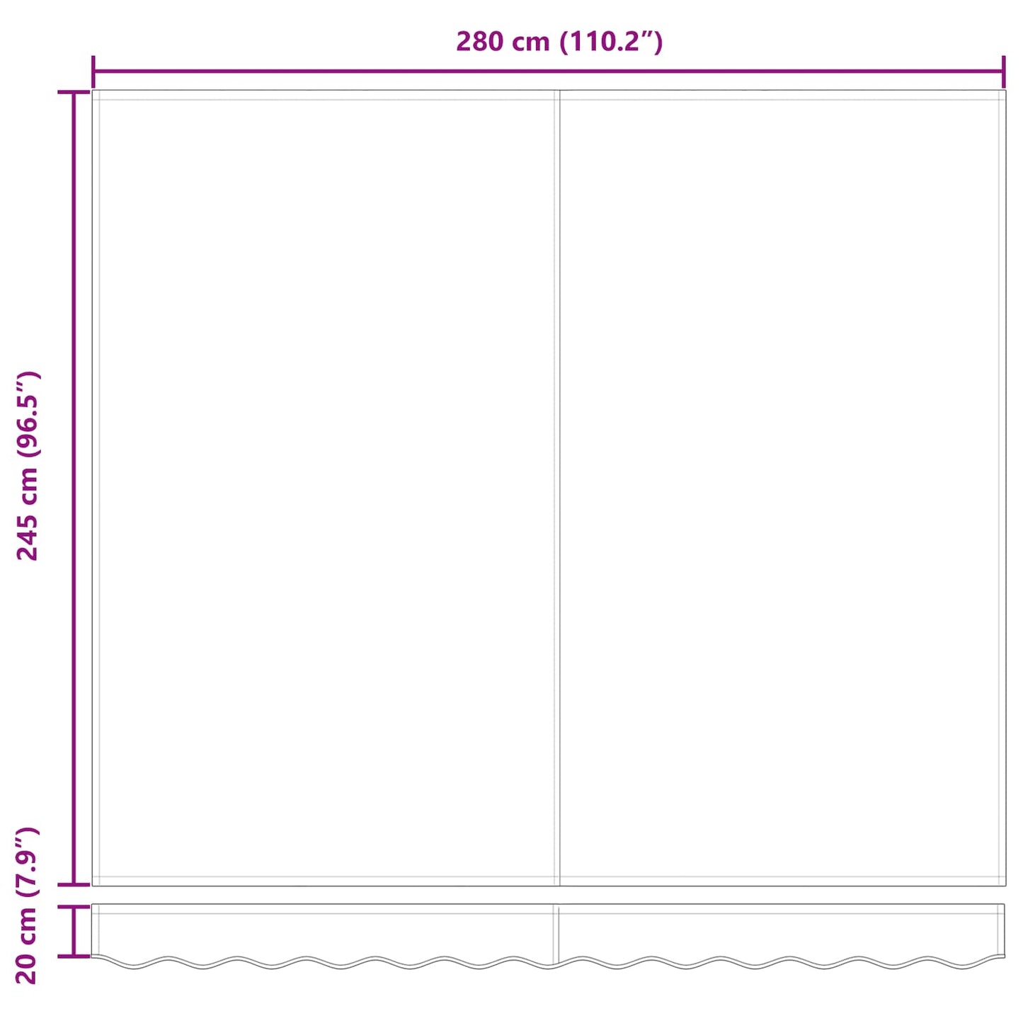 Behúzható napellenző Piros 300 x 250 cm Pamut és Alumínium